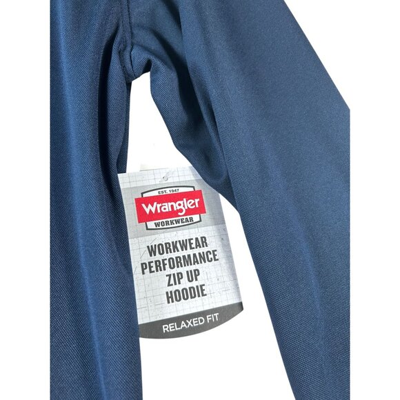 NEW Wrangler Workwear Performance Long Sleeve Sun Protection Hoodie Blue Sz S - Picture 2 of 9